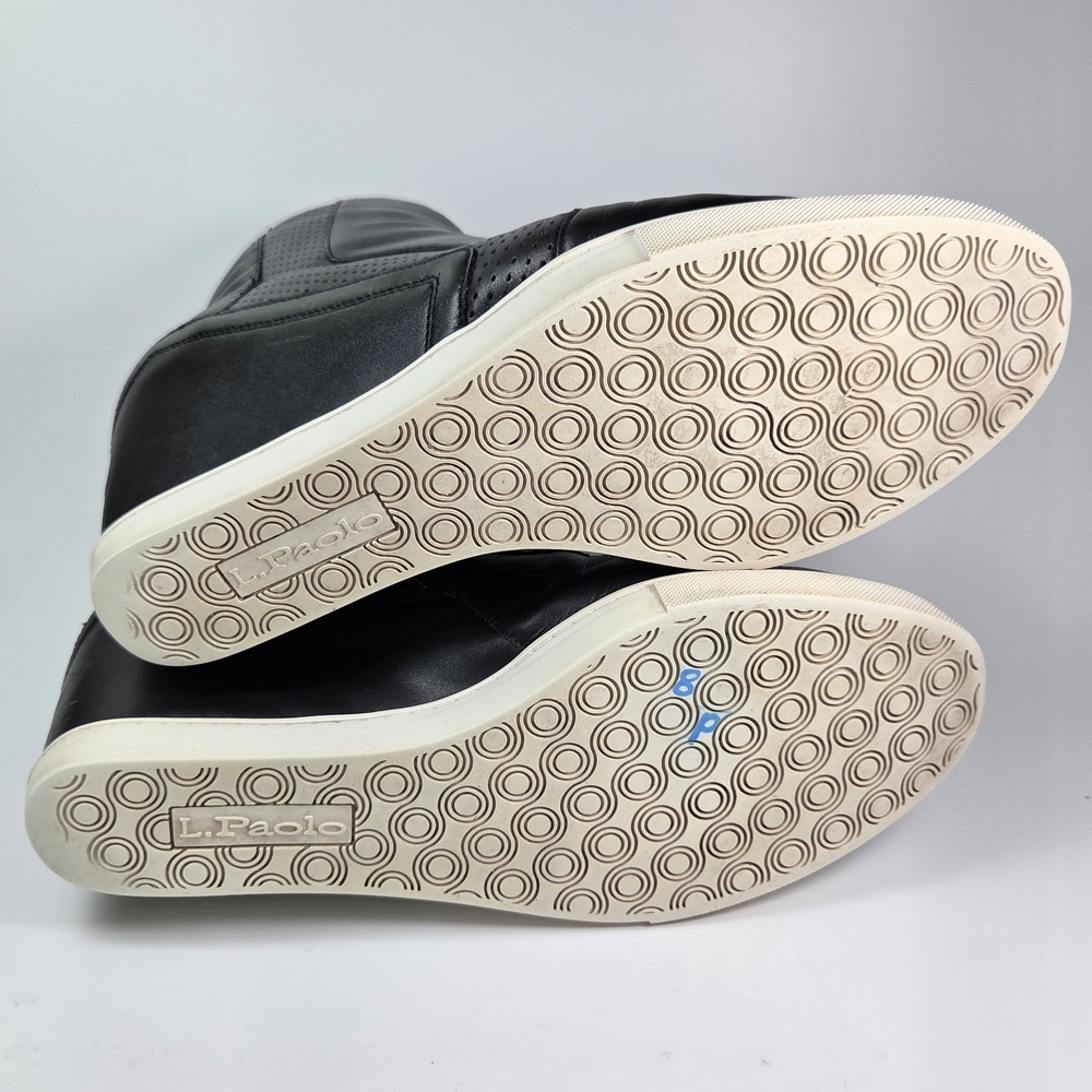 Linea Paolo Felicia Black Leather Hidden Wedge Zip Sneaker Bootie W 8.5 - Picture 10 of 14